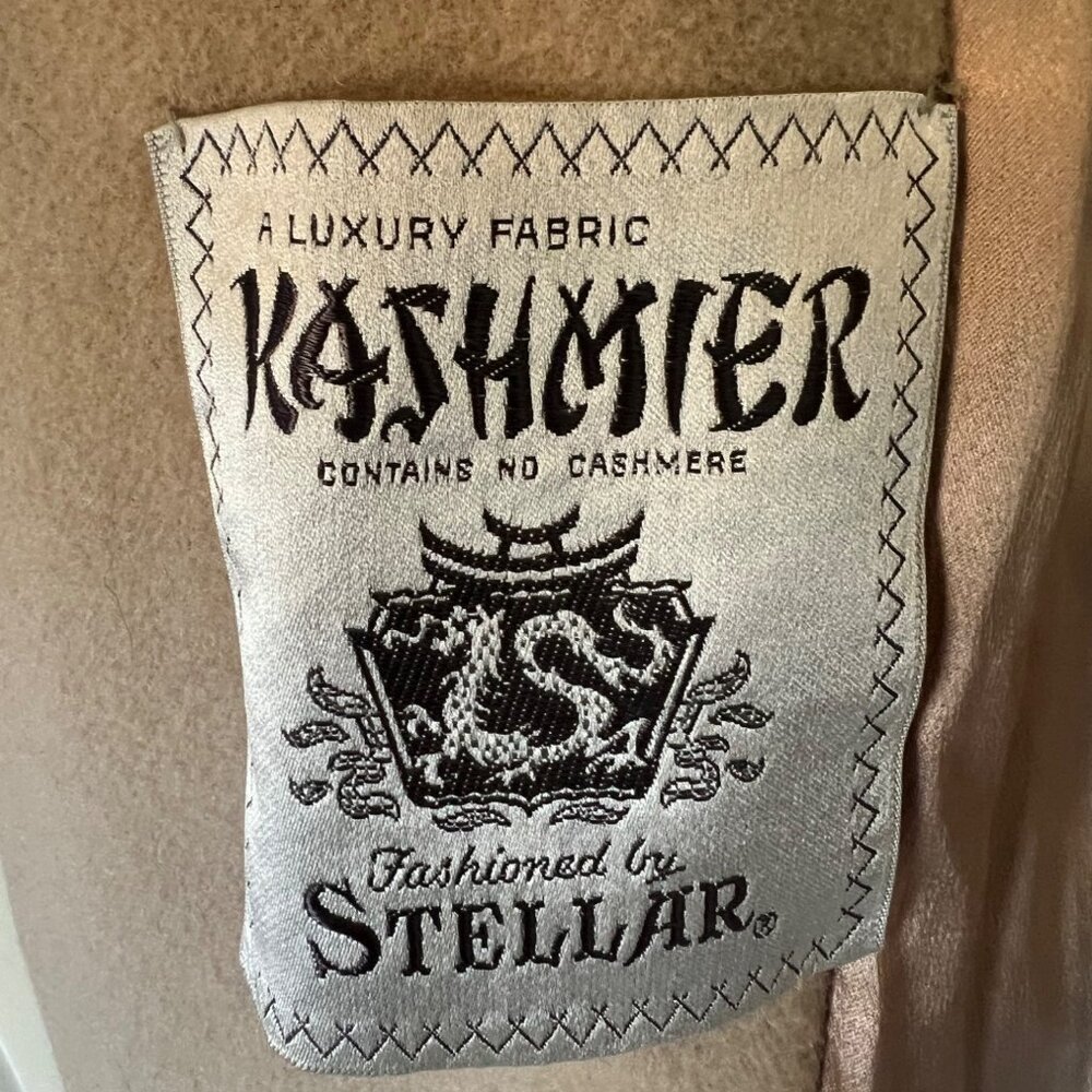 Vintage Hochschild Kohn Camel Fur Collar Swing Coat Overcoat Cape Retro 50s 60s - Picture 9 of 14